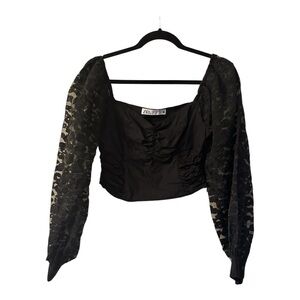 Zara Black Lace Sleeve Women's‎ Crop Top